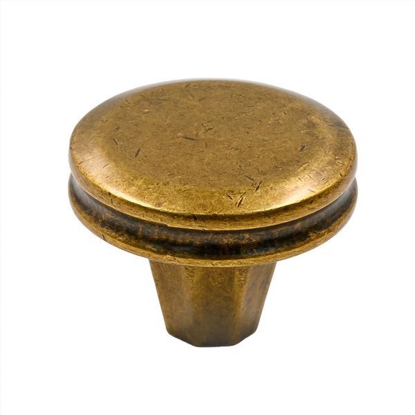 Alzassbg 6 Pack Antique Brass Cabinet Knobs, 1-1/4 Inch Diameter Round Kitchen Knobs for Cabinets and Drawers AL6104AB