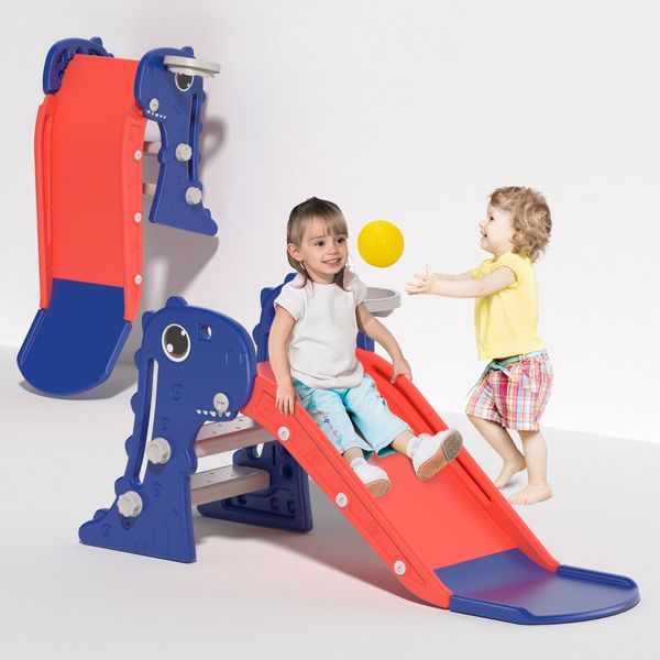 TOBBI 3 in 1 Foldable Toddler Large Slide,Kids Slide Climber Playset w/Ladder