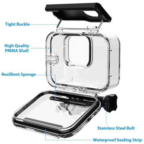 HONGDAK 196ft/60m Waterproof Housing Case for GoPro Hero 12 11 10/9 Black, Protective Underwater Dive Housing Shell with Bracket Accessories for Go Pro Hero12 Hero11 Hero10 Hero9 Action Camera