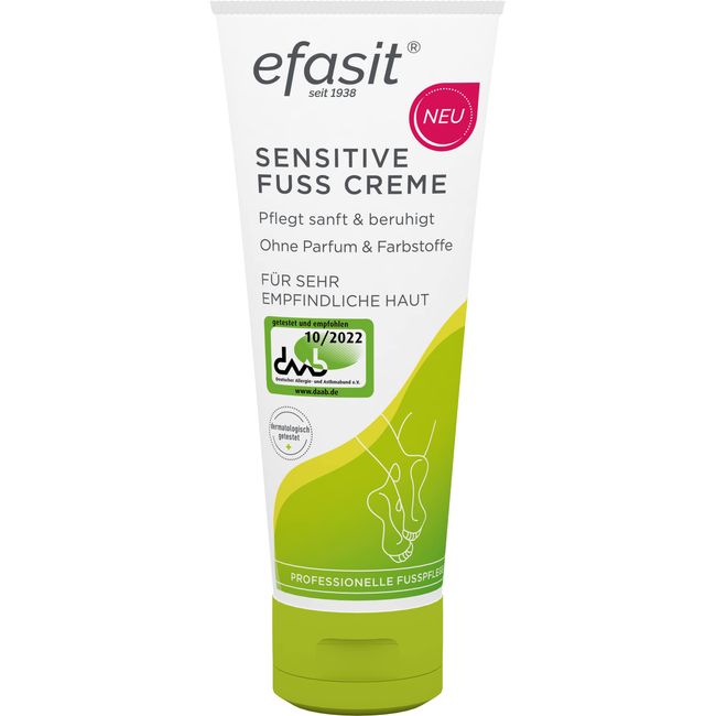 efasit Sensitive Fuß Creme, 75 ml - Urea Fußcreme für sehr trockene Füße, geeignet als Neurodermitis Fuß Creme für empfindliche Haut, pflegt und beruhigt irritierte, juckende Haut