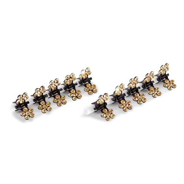 Rhinestone Hair Claws (Pack of 10, Beige)