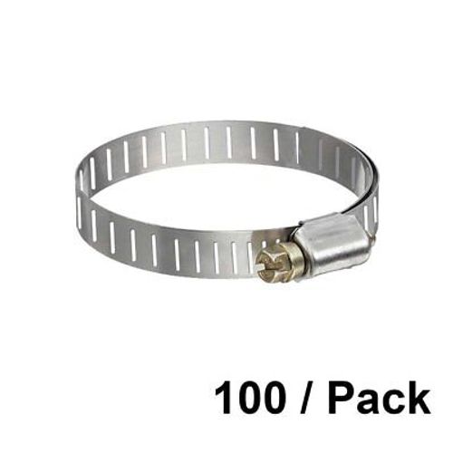1/2" to 1 1/4" O.D Hose Clamp Worm Gear Stainless Steel Pipe Fitting Clamp 100PK