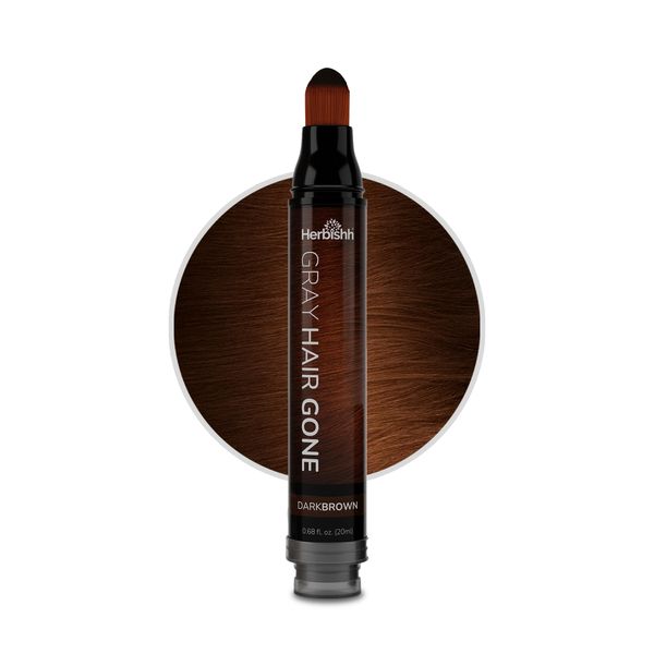 Herbishh Hair Root Touch-up Pen, Instant Gray Coverage & Hair Loss Cover up, Concealer for Thin Hairlines, Water Resistant & Semi Permanent Smudge Proof Hair Color, Washable, Dark Brown 0.68 fl. Oz