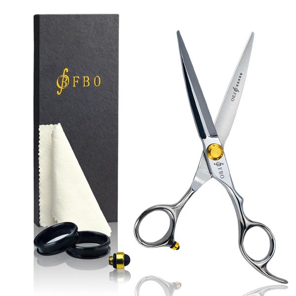 FBO Pro Hair Scissors 6.5″,Extremely Ultra Sharp Blades,440C Steel,Cryogenic Treatment Process,Durable,Smooth Motion Fine Cut,Hair Cutting Barber Shears Kit,for Men Women Salon Hairdressing