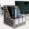 Eagle Magazine File Book Holder, Desktop Document Divider Organizer, 3-Compartment, Plastic (Grey)