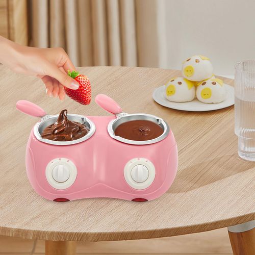 Dual Electric Chocolate Melting Pot Set with 9 Molds & Forks - Candy Making,Fondue Fountain Kit for Cake Pops,Strawberries, Cookies - Dipping Tools for Baking,Dessert Decor & Home Kitchen Supplies