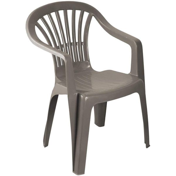 Low Back Plastic Garden Chair - TAUPE Colour - Stackable Patio Outdoor Picnic Furniture - Single Chair