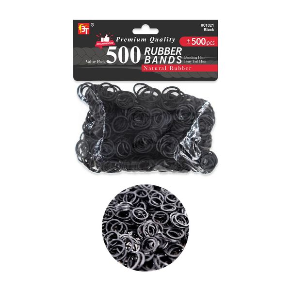 Rubber Bands Hair Band Hair Accessories Stretchy No Damage Mini Hair Ties (Black - 500 Pcs)