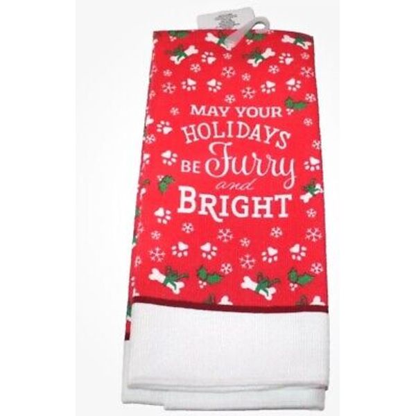 Christmas Pet Dog Themed Kitchen Towel May Your Holidays Be Furry And Bright