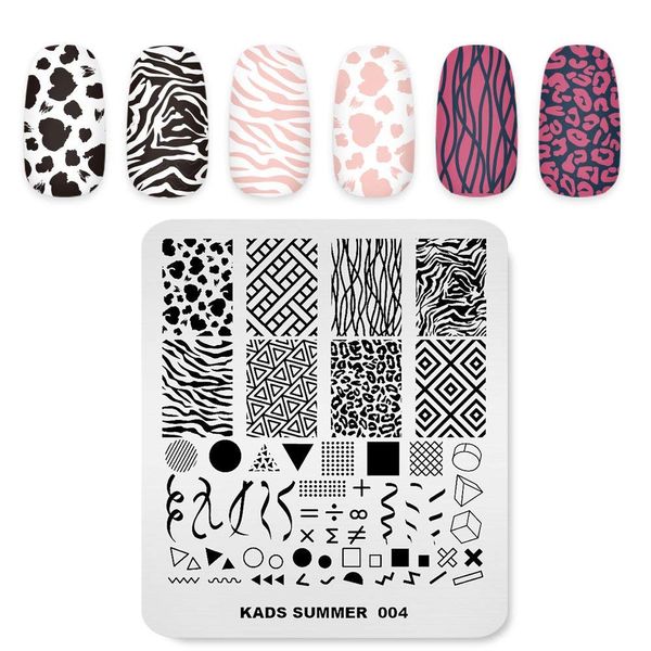 Nagel Stempelplatte Sommer Thema Bild Druck Design Vorlagen Geometrie Leopard Zebra Muster Mehrere Muster Maniküre Design Schablone DIY Nagel Kunst Stamping werkzeuge