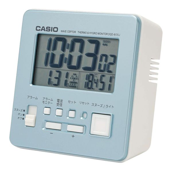 Casio DQD-805J-2JF Alarm Clock, Radio, Light Blue, Digital, Small, Snooze, Light Included