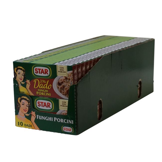 Star: "Il Mio Dado Funghi Porcini" Bouillon Cubes, Porcini Mushroom 10-Cubes Boxes, 10g Each Cube Pack of 48 - Full box Factory Size