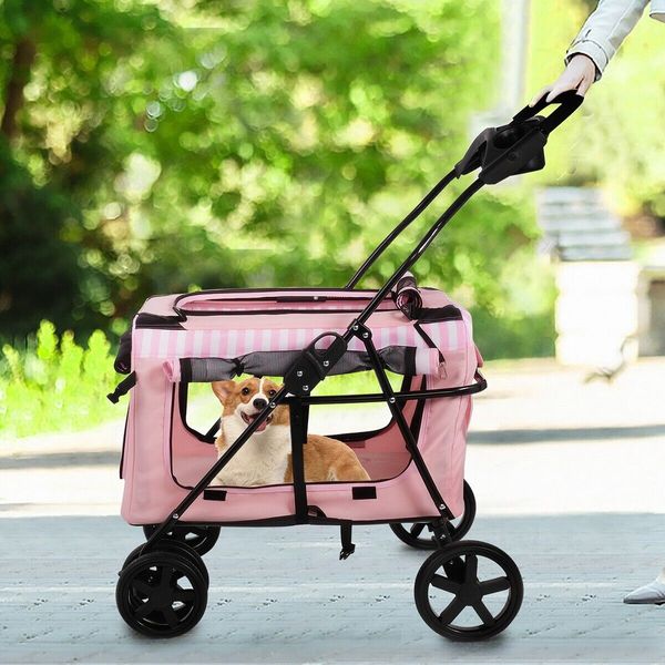 CLARFEY Pet Dog Stroller Jogger Folding Travel Cat Cage Carrier Detachable