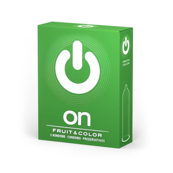 ON) Condom Mix I Pack of 3 I Fruit & Colour Condoms I Premium Condoms 3 Different Types I with Silicone Lubricant I Thin 0.07 mm Wall Thickness I Vegan Condoms I Condoms for Men.