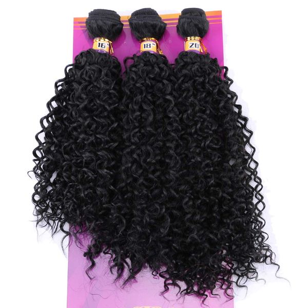 Synthetic Hair Weave Kinky Curly Hair Bundles 16 18 20 Inches Mixed Black High Temperature Heat Resistant Fiber