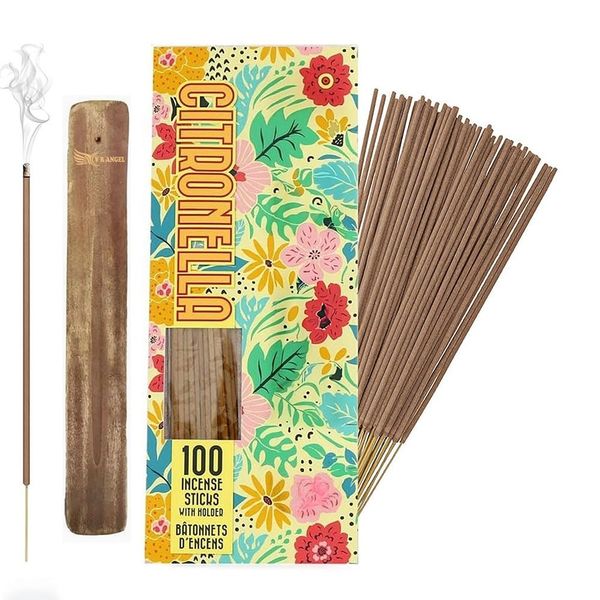 Citronella 100 x Incense Sticks With Holder Insect Mosquito & Bugs Repellent Sticks,Use for Home Office and Burner Outdoor Living Range Garden Patio Camping and More