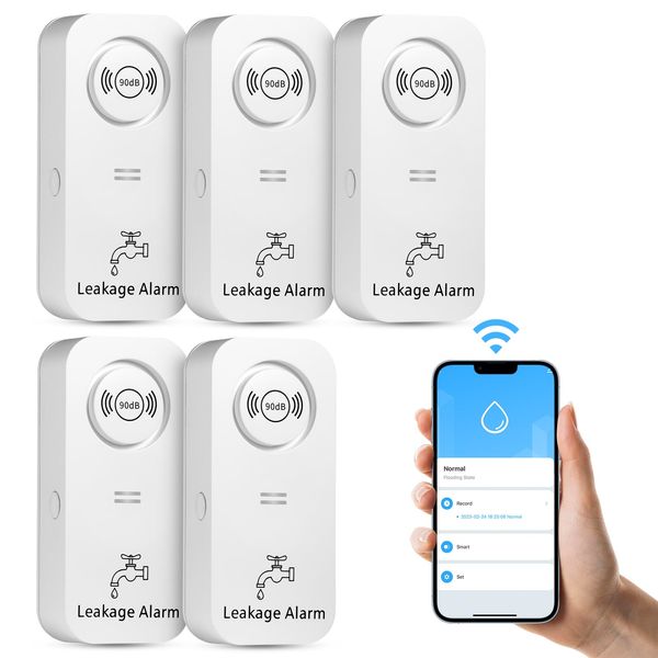 Water Leak Detector WiFi ,Water Alarm Mini 10x4.5x2.4cm,This water detector is suitable for the floor in the cellar, kitchen, bathroom, garage, boiler rooms and many more