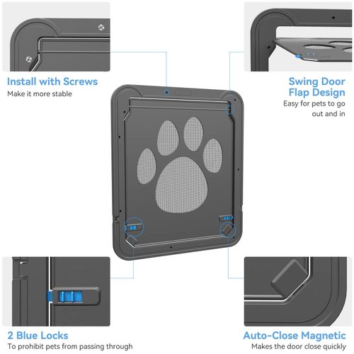 PETLESO Dog Door for Screen Door, Large Dog Door for Sliding Door Insert Dog Screen Door, Large 12"*14"