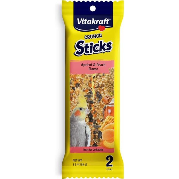 Vitakraft Crunch Sticks Apricot & Peach Flavor Bird Treat for Cockatiels (2