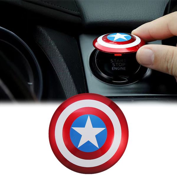 DFsucces Car Engine Button Cover Button Switch Decorative Cover Anti Scratch Switch Protection Accessories Easy to Install Universal with Double Sided Tape (Captain Shield)