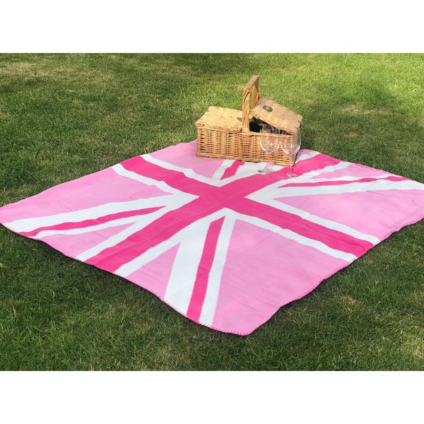 Lancashire Textiles Single Super Soft Pink Union Jack Fleece Throw/Blanket
