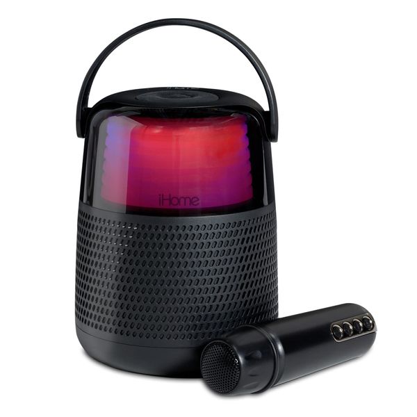 iHome Karaoke Machine with Bluetooth Speaker and Karaoke Microphone, Portable Speaker with Color Changing Lights and Voice Changing Effects (iKBT70)