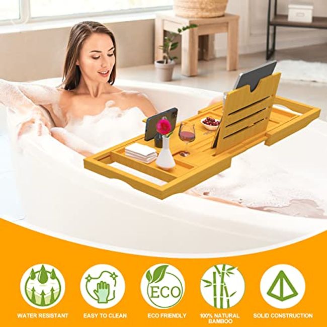 Bathtub Caddy - Foldable Expandable Size, Fits Most Tubs