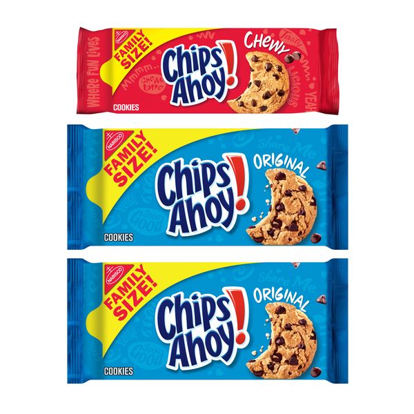 CHIPS AHOY! Original Chocolate Chip Cookies & Chewy Cookies Bundle, Family Size, 3Count(Pack of 1)