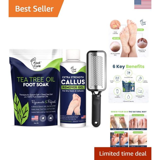 Extra Strength Callus Remover Gel & Foot Soak with Epsom Salts - 3-in-1 Care ...