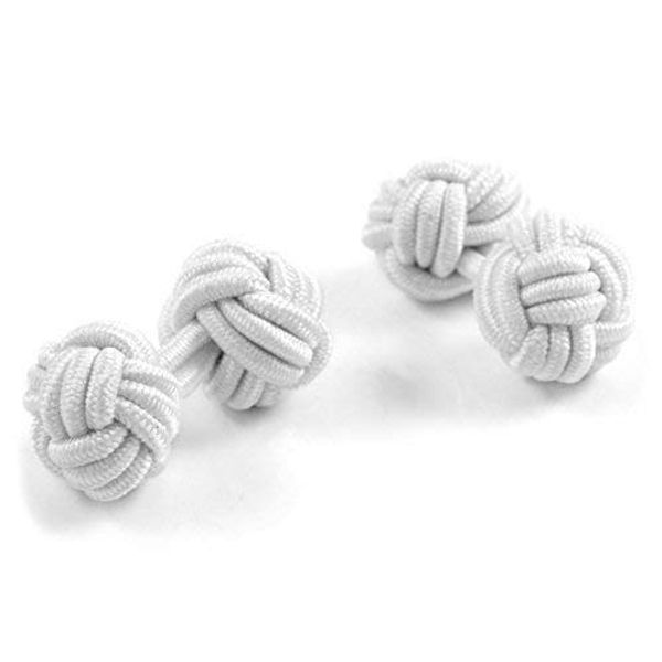 Elastic Classic Knot Cufflinks - Easy and Smart Application to Double Cuffed Shirts (White)