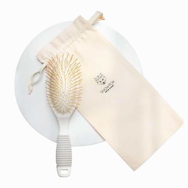 SNOW FOX SKINCARE Premium Scalp Cassa Hair Brush, Made in Taiwan, Titanium, 24K Gold