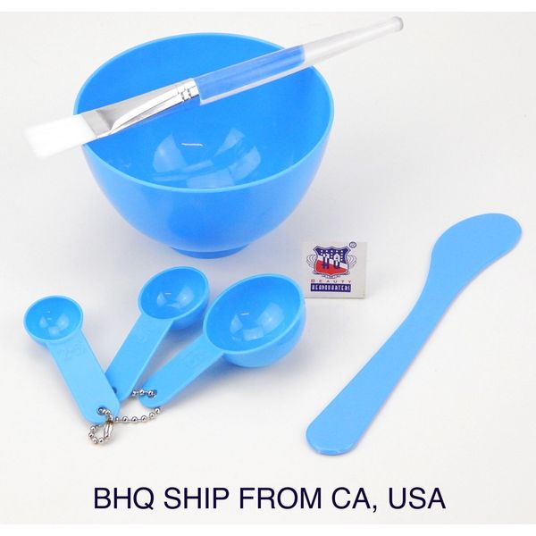 4 in 1 Facial Mask Bowl Brush Spoon Stick Face Skin Care Tool (Blue)