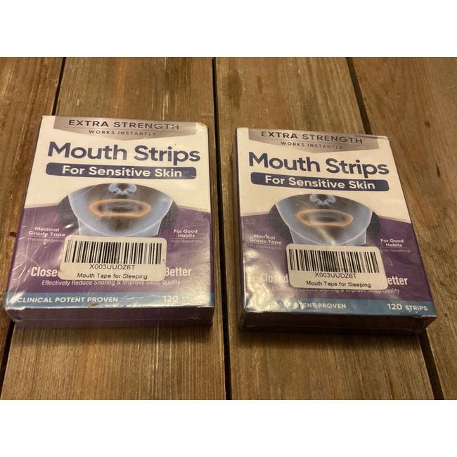 (2) Anti-Snoring Mouth Strips Sensitive Skin Extra Strength 120  Count Each