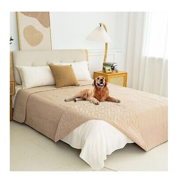 Waterproof Blanket Double Sided Soft Pet Bed Cover Reversible 30x53 Inch Beige