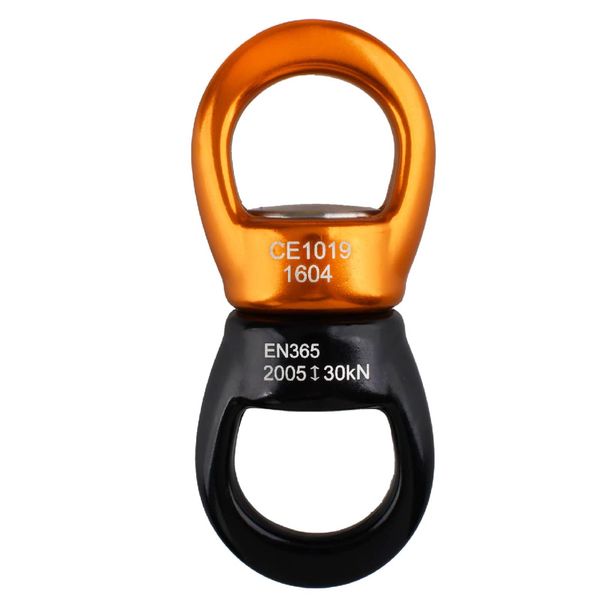 YAPJEB 30kN Rock Climbing Swivels Rope Swivels Ring Rope Ball Bearing Connector Aerial Dance Aerial Yoga Rescue Swing Hammock Rotator (Black & Yellow)