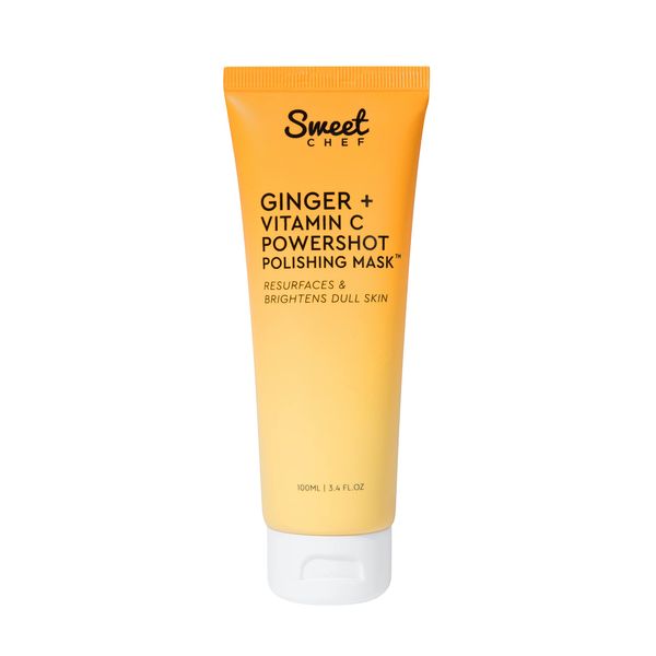 Sweet Chef Ginger + Vitamin C Powershot Polishing Mask - Brightening Face Mask for Dark Spots & Uneven Skin Tone + Maca, Rice Powders & AHA Face Exfoliant & Resurfacing Mask (3.4oz)