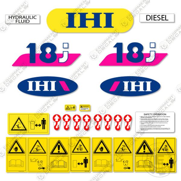 Fits IHI 18J Decal Kit Mini Excavator Replacement Decals (IHI 18 J)
