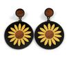 Yellow Flower Round Acrylic Drop Earrings/ 70mm L