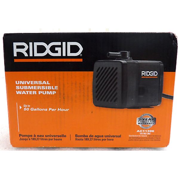 RIDGID AC11306 Universal Submersible Water Pump for Tile Saws 50GPH