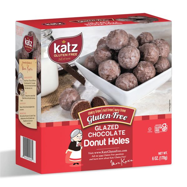 Katz Gluten Free Glazed Chocolate Donut Holes | Dairy Free, Nut Free, Soy Free, Gluten Free | Kosher (6 Packs, 6 Ounce Each)