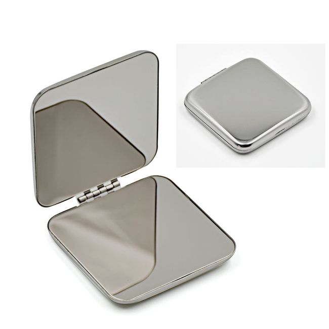 Hand Mirror, Compact, Stylish, Folding Mirror, Stainless Steel, Double Sided Mirror, Gift, Women's, Birthday (Square Circle)