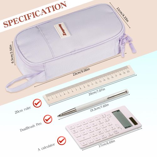 Zzrywuty Cute Pencil Case Pouch, Big Pencil Case Bag Storage High Capacity Pouch Holder Box Organizer for Women & Men，Purple