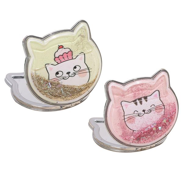 2 Pieces Cartoon Cat Makeup Mirror, Cute Cartoon Mirror, Foldable Mirror, Portable Mirror, Mini Mirror