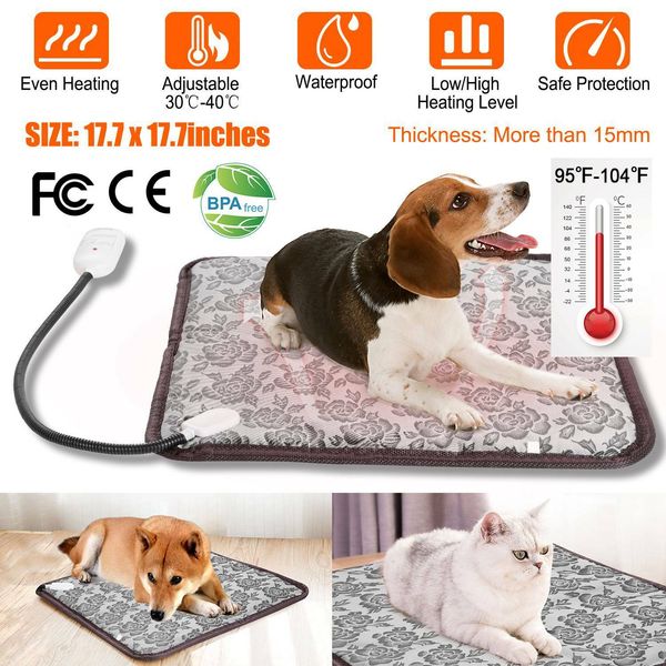 Pet Heating Pad Dog Cat Electric Heated Mat Waterproof Adjustable Temperature