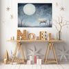 20x16 Minimalist  White Winter Deer Canvas Wall Art