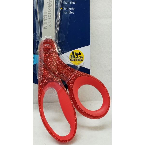 Westcott Titanium Bonded Limited Edition Red Glitter 8" Craft Scissors/New