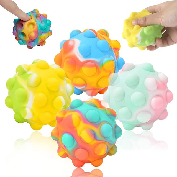 Pop Stress Balls Fidget Toy, 4 Pcs Stress Ball Push Bubble Ball Sensory Ball Squishy Relief Stress Balls for Anxiety Arthritis Hand Exercise