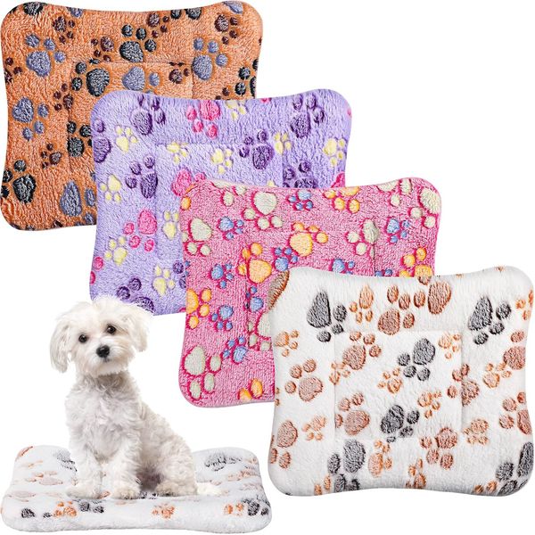 4 Pack Soft Reversible Dog Cat Bed Mat 13x19 Washable Pet Bed for Small Animals