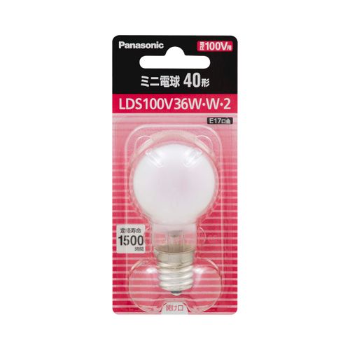 Panasonic LDS100V36WW2 Mini Bulb, Argon Gas Replacement Mini Krypton Light Bulb, 100V, 40 Shape (36W) E17 Base, 35mm Diameter, White, 1 Pack