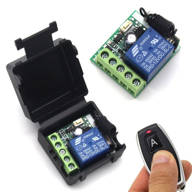 Light on/off Remote Control Switch Power Remote ON OFF DC12V-1CH Relay  Receiver Transmitter 315/433 Learning Code A ON B OFF